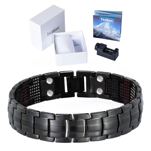 10145 Set Hottime Модные мужские ювелирные изделия целебные магнитные кольцеобразные браслеты кровяное давление Серебряный титановый браслет мужской аксессуар ручной - Окраска металла: 10145 Set