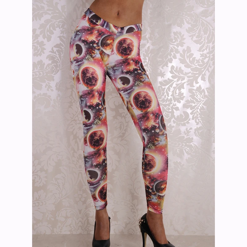 Women Fashion Summer Leggings Fitness Sexy Galaxy Vintage Workout Slim Leggings Polyester Mid Waist Push Up Leggings