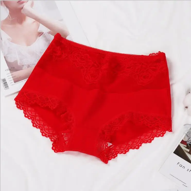 red Новинка,, высокая талия, женское нижнее белье, чистый хлопок, сексуальное, кружевное, цвет 8810, 7399# Размер L-XL - Цвет: red