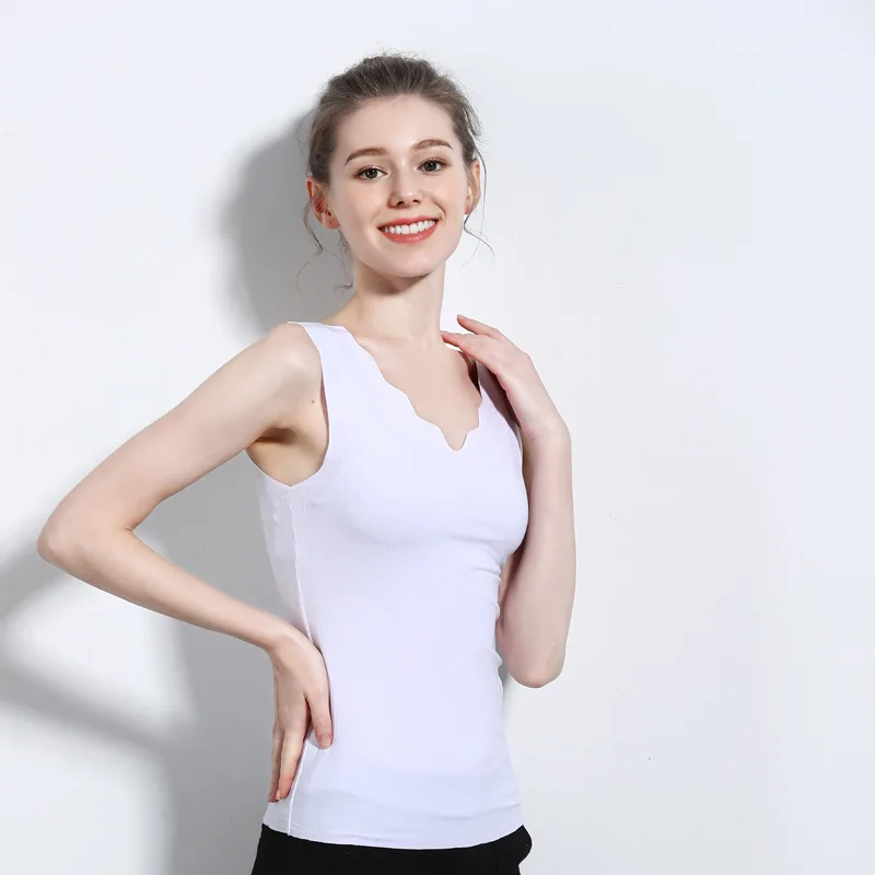 Wave collar White Женская майка AIRCOOL, бесшовный жилет, сексуальные лямки, нижняя рубашка, лето, новое женское нижнее белье, топы размера плюс - Цвет: Wave collar White