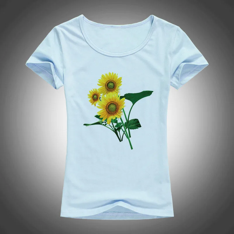 2016 летняя модная женская футболка с цветочным принтом и подсолнухами хлопковые