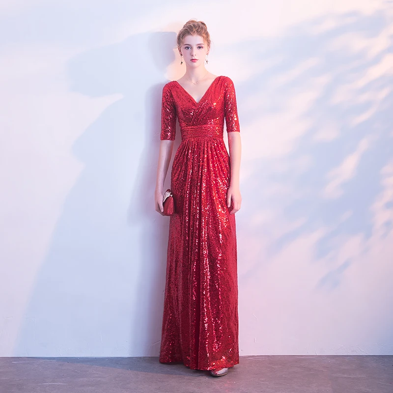 CEEWHY/длинное платье с v-образным вырезом для выпускного вечера Vestido de Festa длинное