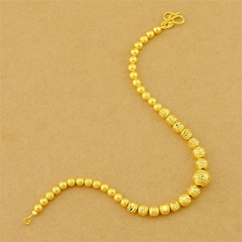 Браслеты желтого и золотого цвета для женщин Шариковые бусины Женская цепочка