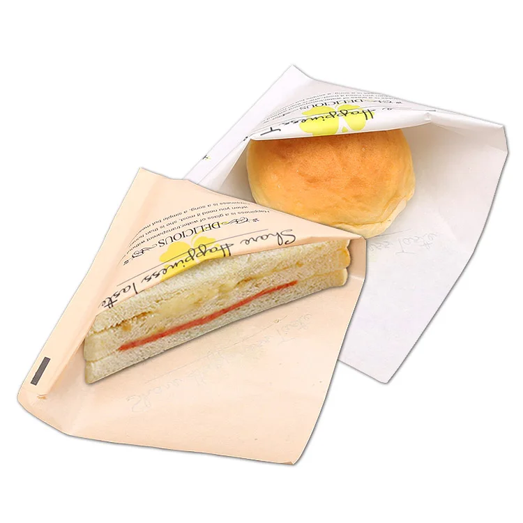 100pcs food anti oil paper bag sandwich doughnut and kraft | Дом и сад