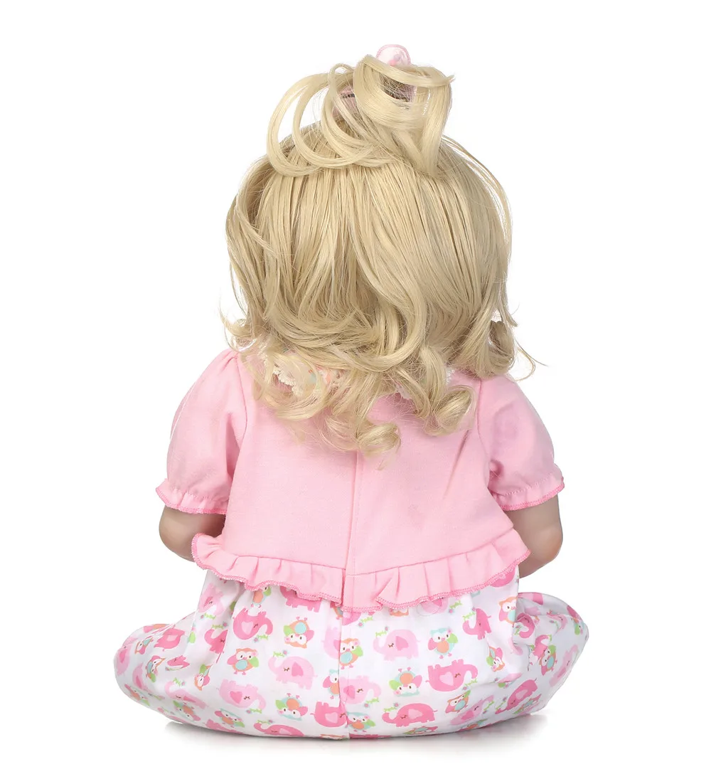 

NPK girl doll reborn 22" Full silicone vinyl body blond curly hair children play house toys bebe reborn bonecas toys