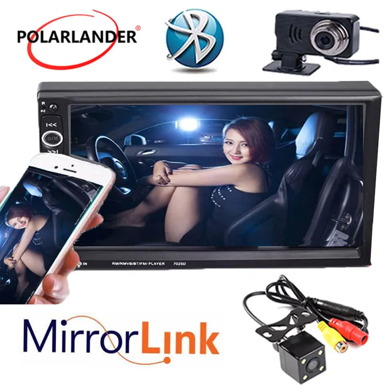2 DIN автомобильное радио 7 &quotHD Зеркало Ссылка для телефона Android USB/SD/Aux с камерой и DVR