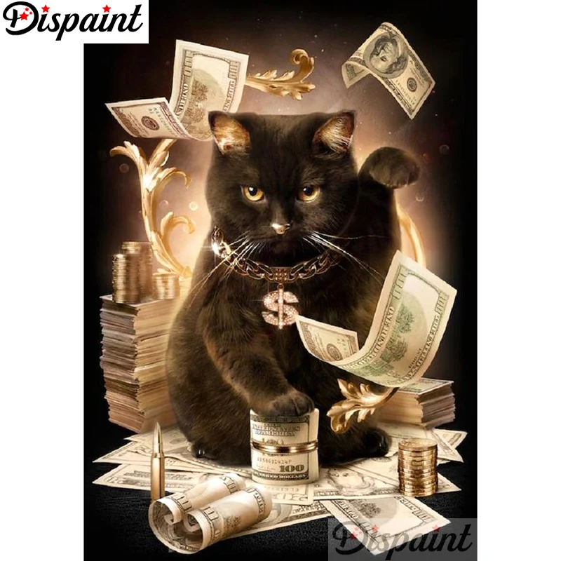 

Dispaint Full Square/Round Drill 5D DIY Diamond Painting "Cat money" Embroidery Cross Stitch 3D Home Decor A10839