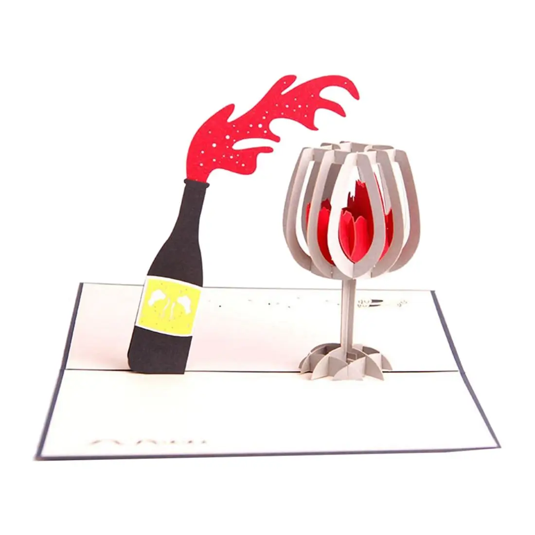 Cards 3D Pop Up Red Wine Thank You Greeting for Every Occasion | Дом и сад