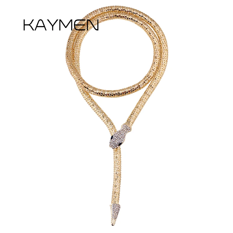 Модное Длинное Ожерелье KAYMEN в виде змеи для женщин и девушек ожерелье с подвеской