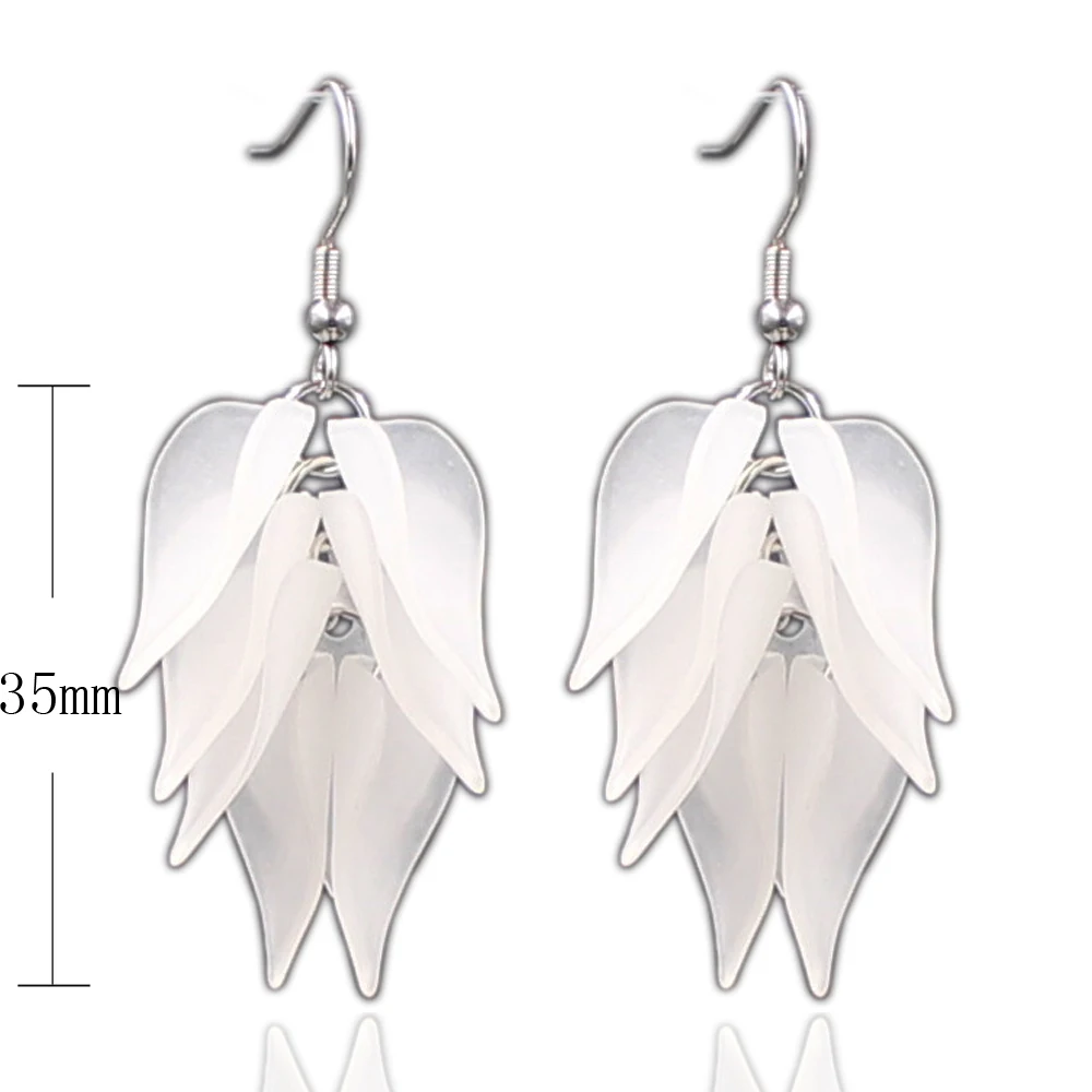 Kakee 316 Stainless Steel Earrings Plastic Flower Petal Tassel Drop Dangle Earring for Women Fashion Korean Wedding Jewelry | Украшения и