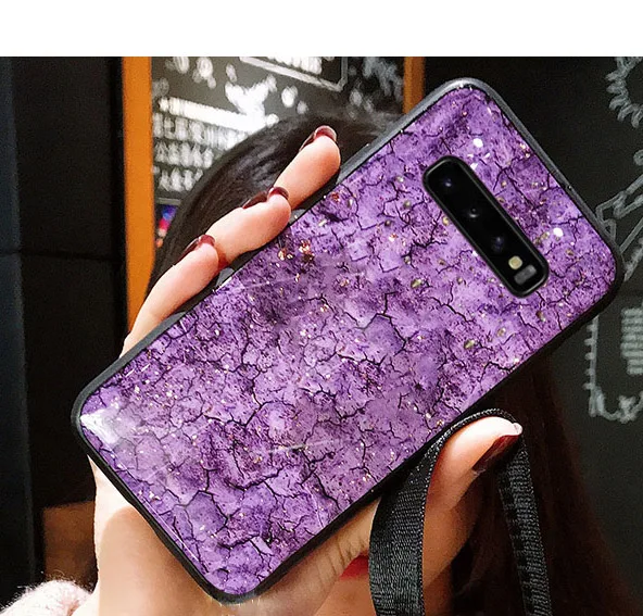Purple Модные Мрамор Блестящий силиконовый чехол для samsung Galaxy S10 плюс S10E S9 S8 S7 Edge Note 8 9 10 Pro на M10 M20 M30 A20E A2 ядро - Цвет: Purple