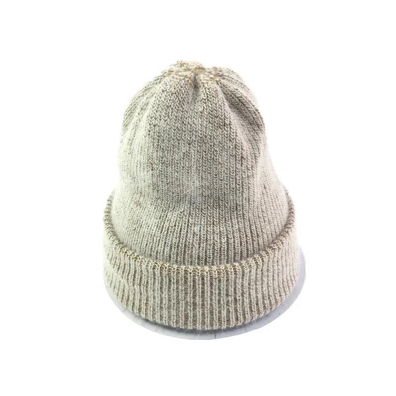 Хаки Женские кашемировые шапки для мужчин и женщин, одноцветные шапки из кроличьего меха, теплые вязаные зимние шерстяные шапочки, Толстые Шапочки, Теплая Шапочка-бини - Цвет: Хаки
