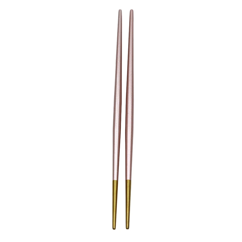 pink gold 1 пара Роскошные 304 из нержавеющей стали квадратные палочки для еды титановые золотые розовые суши Хаши красочные китайские японские палочки для еды - Цвет: pink gold