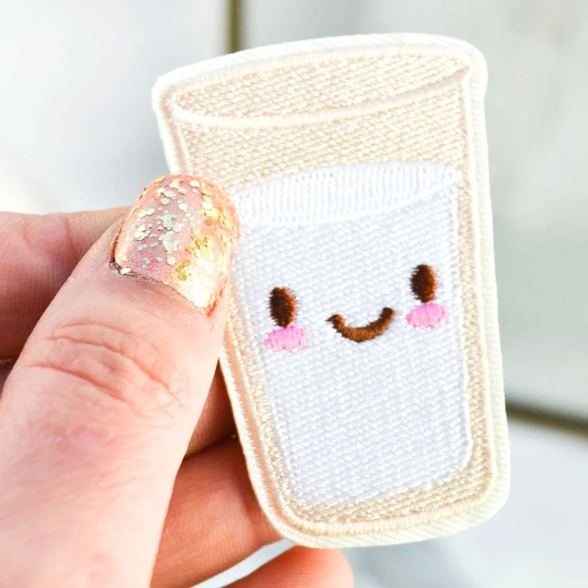 2 шт. молочное стекло улыбка железо на пластыре шитье вышитая аппликация швейная