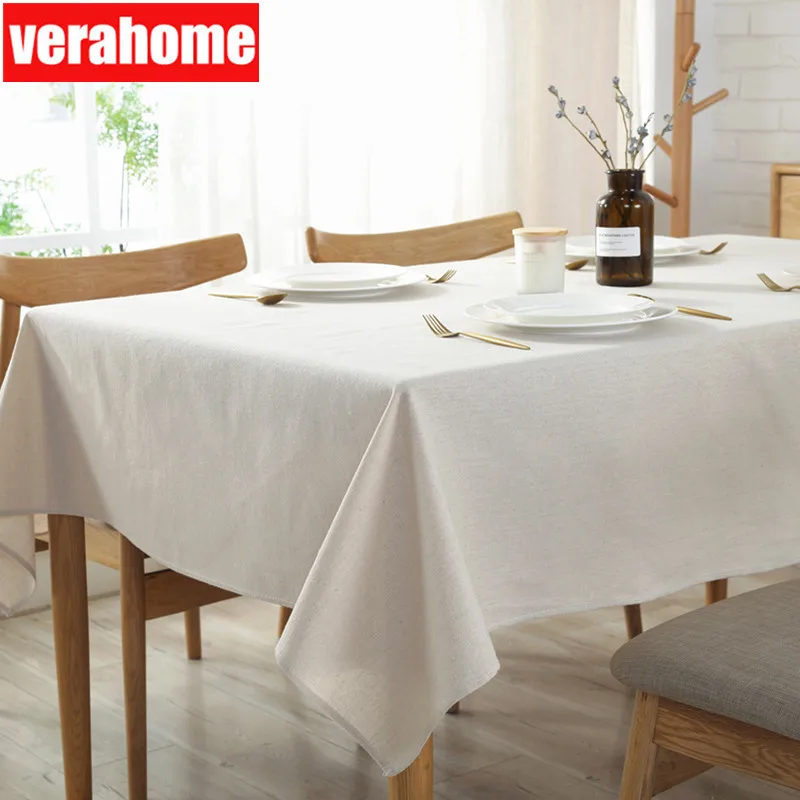 Однотонная белая хлопковая льняная бежевая Кружевная декоративная скатерть