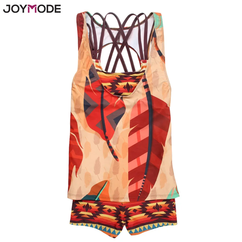JOYMODE женские 3 шт. спортивные купальные Костюм спортивный купальник комплект с бойшортами Сращивание танкини большого размера купальные костюмы