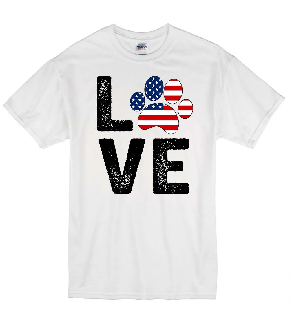 Футболка унисекс с надписью Love Dog Stars And Stripe USA America K9|stars and stripes|t shirtt shirt star |