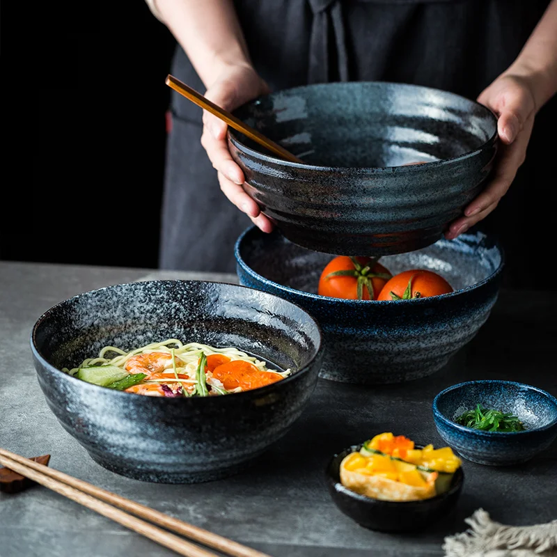 1500 мл, Японская чаша Ramen, Большая керамическая фарфоровая миска для лапши, домашняя креативная миска для супа, винтажная кухонная посуда, контейнер для еды