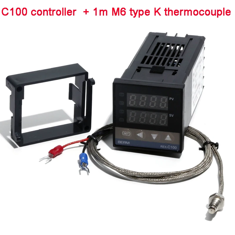 controller set 1m LJXH REX-C100 цифровой PID регулятор температуры термостата с M6 тип резьбы K термопары SSR/релейный выходной контроллер комплект - Цвет: controller set 1m