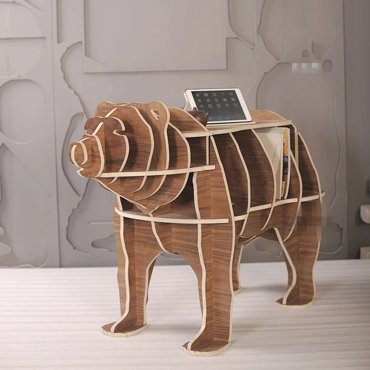 Высококачественный 42 &quotстол для хранения из цельного дерева с книжной полкой|bear