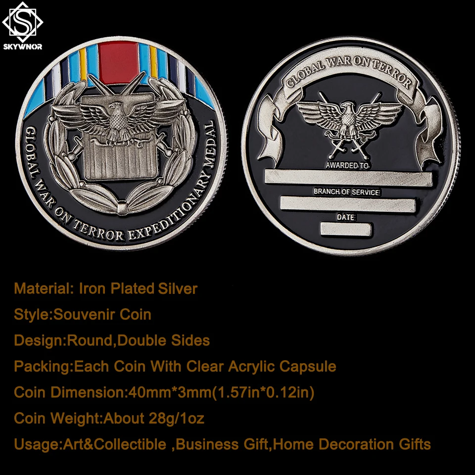 5 шт. США Военная вызов металлическая монета мировая война с террорами