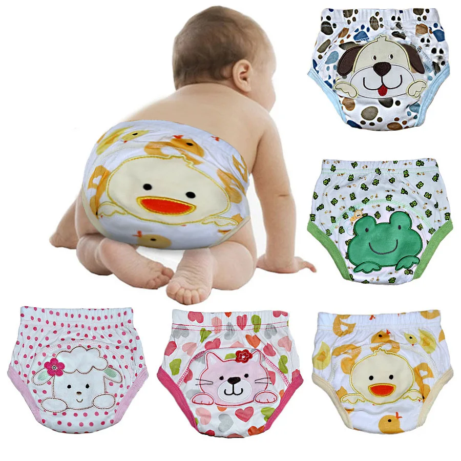 2pcs/lot 4 Layers Waterproof Baby Cloth Diapers Boy Shorts Girl Underwear Infant Training Panties Pee Learning Nappies #007