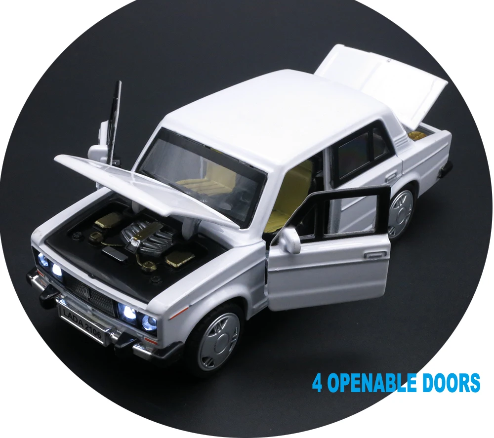 Российский ВАЗ модель автомобиля, 1: 32 масштаб Lada литой автомобиль, сплав игрушки для детей мальчиков, металлическая модель со звуком/светом/функция оттягивания