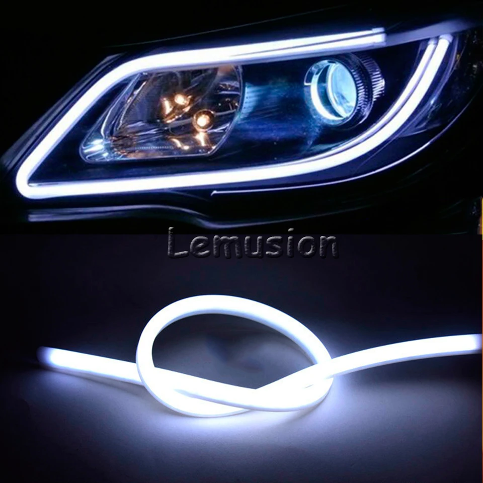LENTAI для Opel astra h j g insignia vectra c Land Rover Ssangyong 1 комплект 60 см Автомобильный светодиодный светильник DRL полосы белый+ желтый указатель поворота