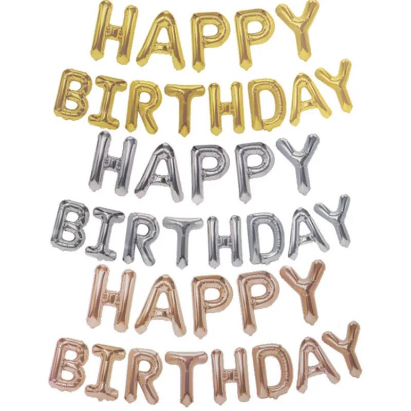 

16 inches 13pcs/set happy birthday Rose Gold Sliver Number Foil Balloons Large For Birthday Party Wedding Decoration