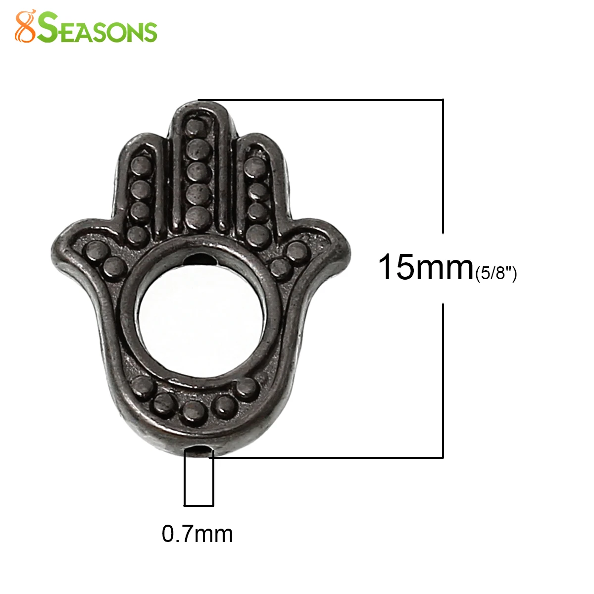 8 СЕЗОНОВ Бусы Хамса Символ Руки Gunmetal Кадров Dot Pattern (Подходит 4.0 мм Бисер) 15.0 х 13.0 100