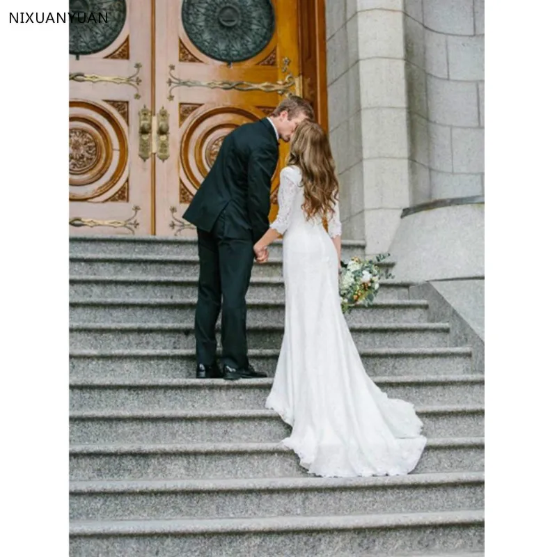 Modest Wedding Dresses with Long Sleeves Bohemian Lace Mermaid Bridal Gowns 2021 Country | Свадьбы и торжества