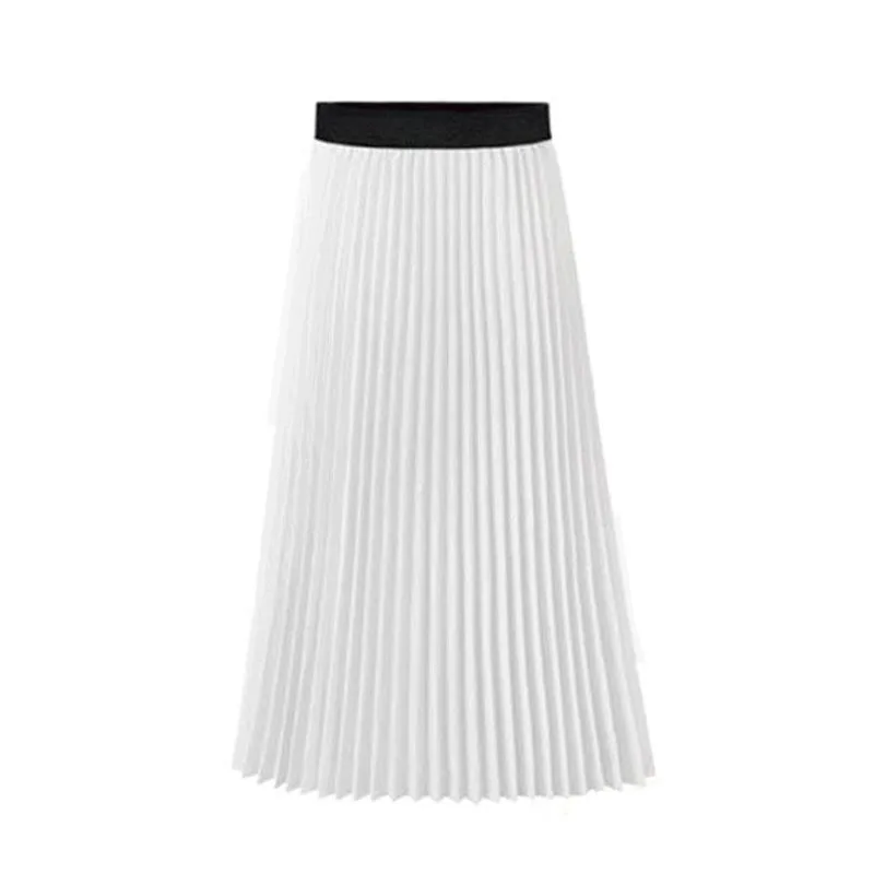 2017 летняя шифоновая плиссированная юбка Женская эластичная талия миди вечерние