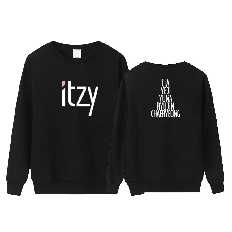 Тонкий свитер с принтом Kpop itzy debute унисекс осенне-зимний черно-белый пуловер