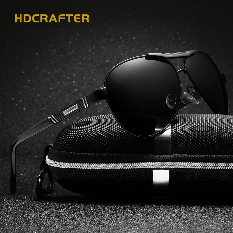 Мужские солнцезащитные очки HDCRAFTER классические поляризационные с титановым