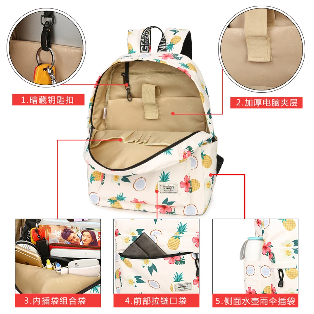 WISHOT маленькая свежая милая сумка с принтом ананаса тематический рюкзак цветами и