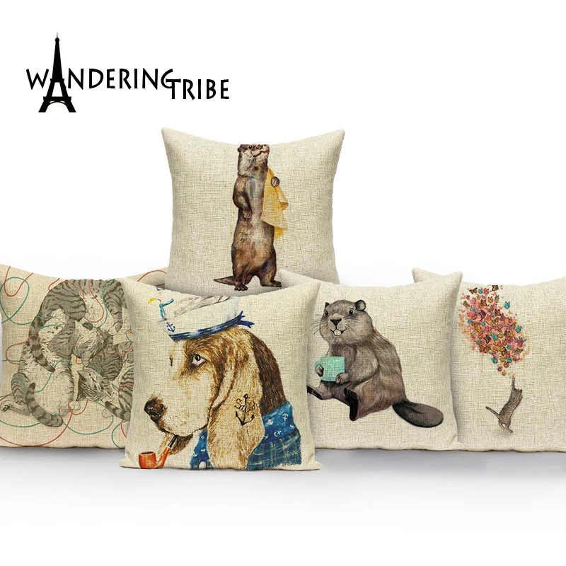 Подушка с единорогом декоративная жаккардовая совой и собакой мягкая кровать