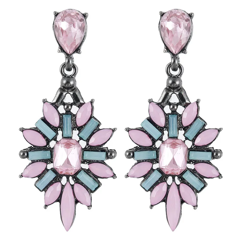 

Хит продаж 2018, серьги-гвоздики с кристаллами для женщин, серьги розового и синего цвета, модные украшения для ушей, оптовая продажа