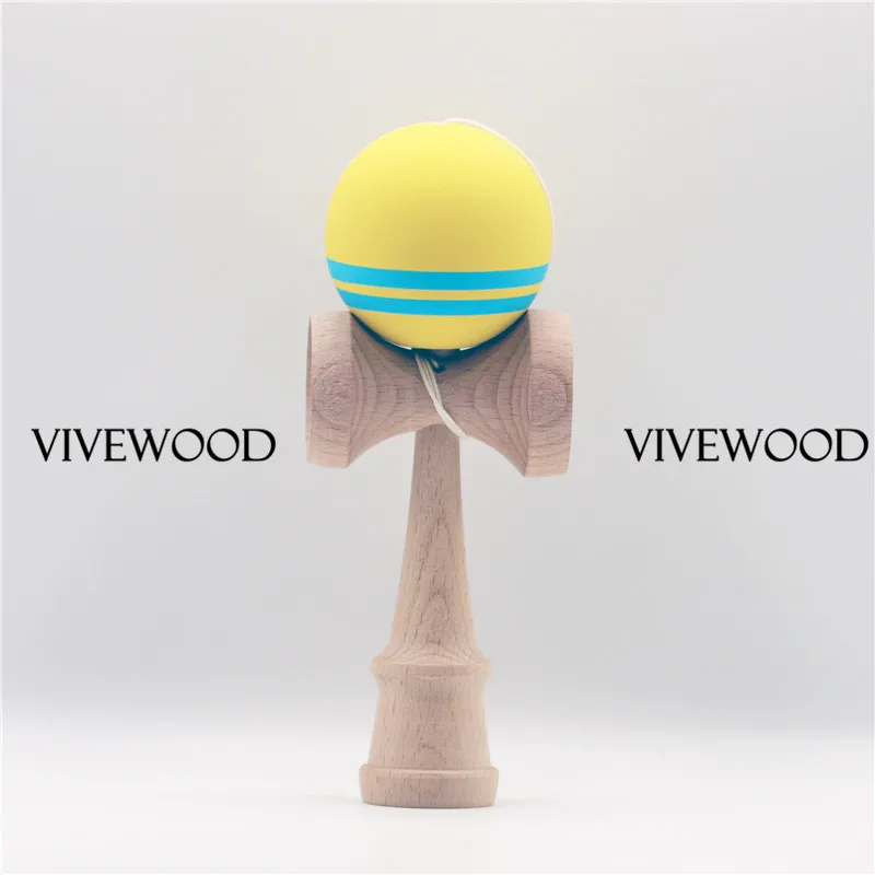 Резиновый полуспилок Kendama с 1 черной полосой 22 мм со Скосом, бук Кен 2,0, 18 см Kendama из натурального бука