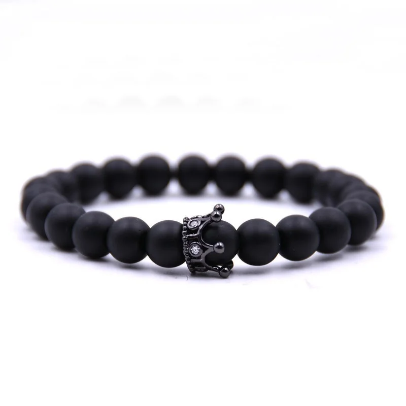 Fashion Personality Crown Bracelet Casual Matting Beads Bracelets for Women Men | Украшения и аксессуары