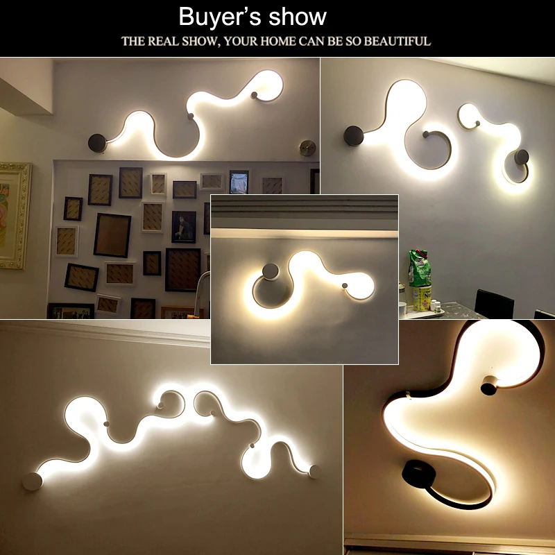 Современные настенные лампы для гостиной спальни кровати AC90V-260V светодиодные сонце черная белая лампа освещение коридора домашний декор фикстуры.