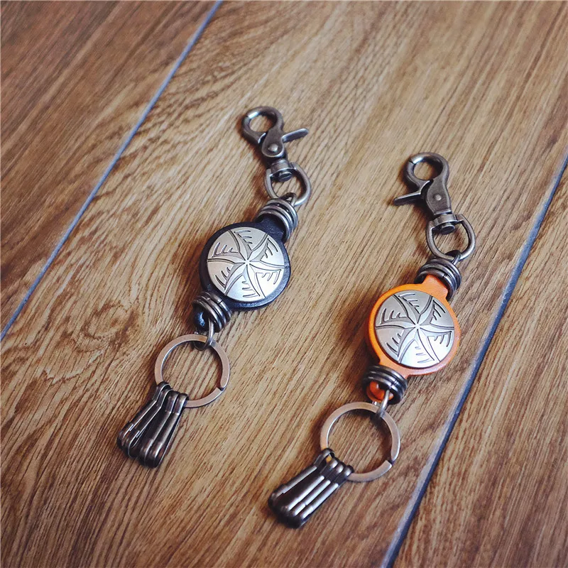 

Hand made real leather Key Ring Wallets smart key holder collector housekeeper car key organizer for gift