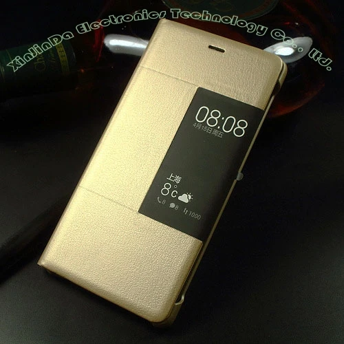 Чехол для HUAWEI P9 PLUS, 1:1, Официальный смарт-чехол для просмотра, кожаный флип-чехол для HUAWEI P9/P9 Plus, No: P91 - Цвет: Золотой
