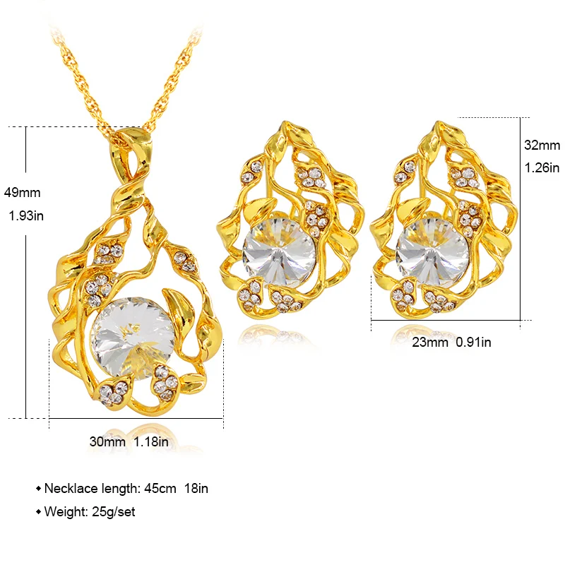 Ювелирные изделия Sunny Jewelry Dubai для женщин колье серьги кулон кубический цирконий