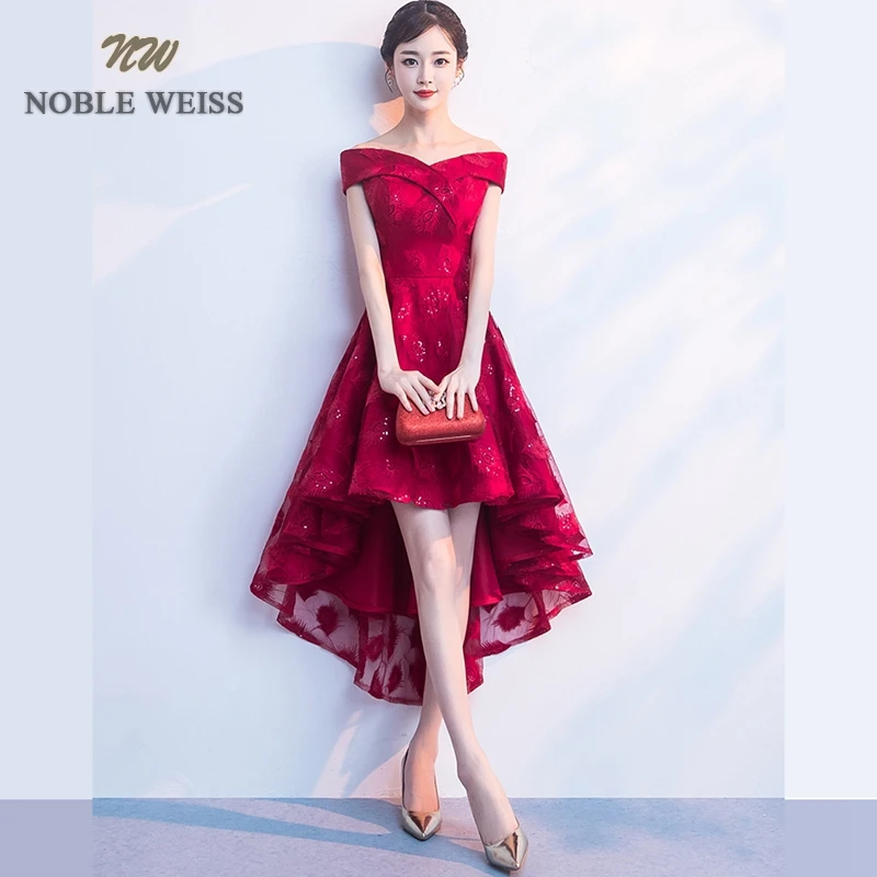 NOBLE WEISS Elegant Sweetheart Prom Gowns Asymmetrical Formal Evening Gown Lace Dress Free Shipping | Свадьбы и торжества