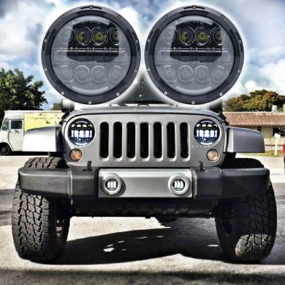 Фара светодиодная круглая для Jeep JK CJ Niva Lada 4x4 Uaz 1 пара 80 Вт 7 дюймов 12 В 24 дюймов|Фара
