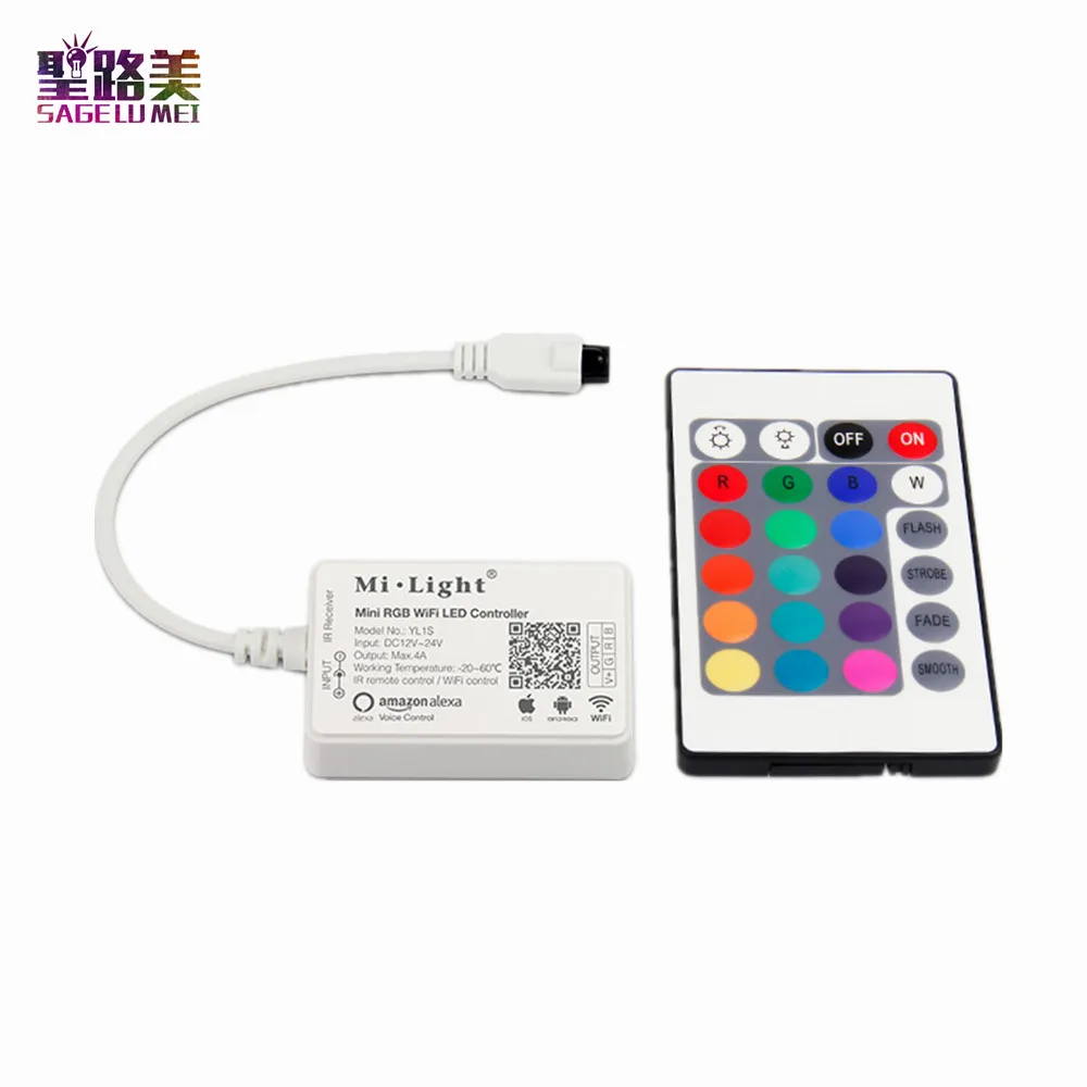 MiLight YL1S YL2S DC12V-24V WI-FI светодиодный Управление Лер Amazon Alexa смартфон приложение ИК-пульт дистанционного Управление для RGB RGBW Светодиодные ленты свет ленты