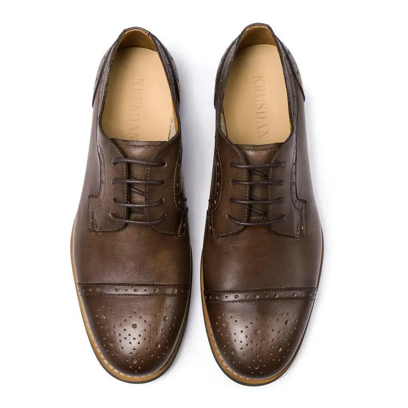 Мужские модельные туфли из натуральной кожи в стиле ретро Повседневная обувь