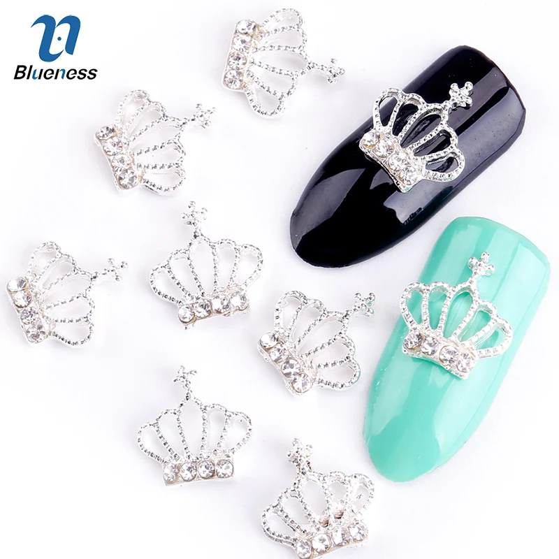 стразы для ногтей 10 шт./лот Блеск Сплава Серебряная Корона Ногтей Стразами