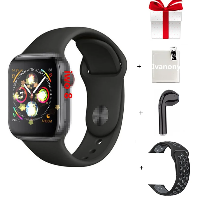 black add gray nike IWO 8 IWO 9 умные часы 44 мм серия 4 Чехол 1:1 Bluetooth умные часы ЭКГ часы для ios android Быстрая для дропшиппинг - Цвет: black add gray nike