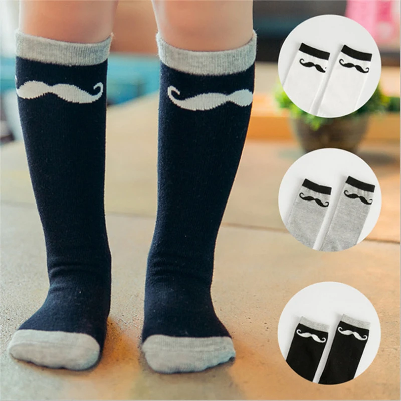 Cotton Socks Fashion Cute Mustache Black grey mustache Boys Kids Baby Long knee high for Children boy|socks kids|boys socksboys fashion socks |